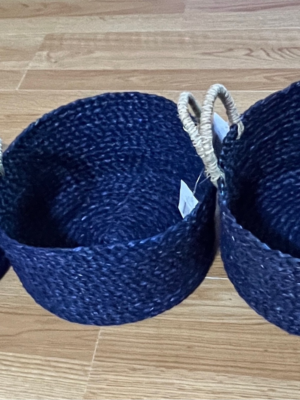 Set of 3 Handwoven Decorative Storage Baskets - Blue Seagrass